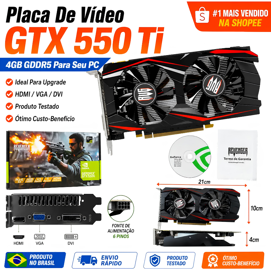 Placa De Video 4gb Gtx 550ti Ddr5 128 bit vga dvi