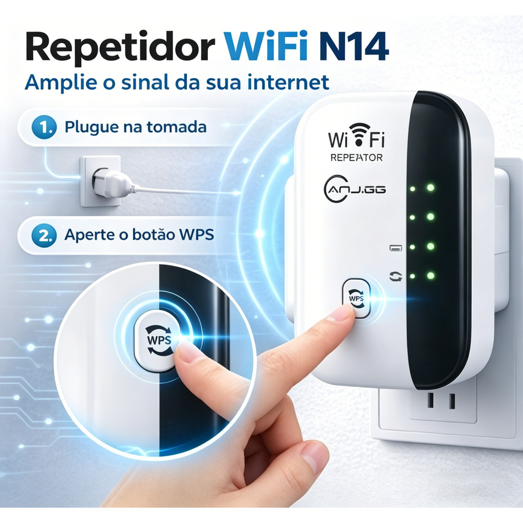 Repetidor WiFi 300Mbps Amplificador de Sinal com W