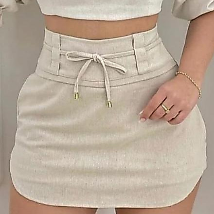 Short Saia Cintura Alta Short Saia Linho