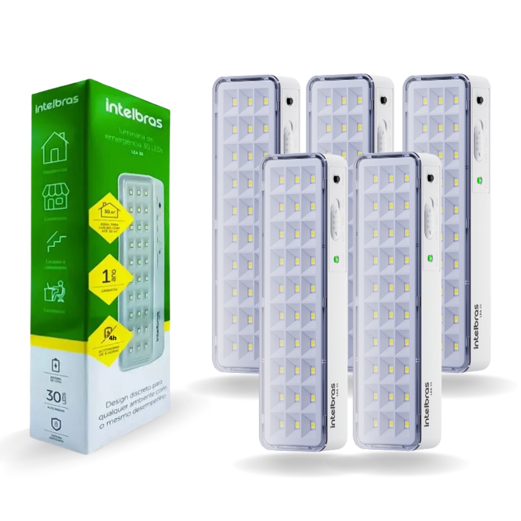 Kit Com 5 Unidades Luz de Emergência Emergencial 