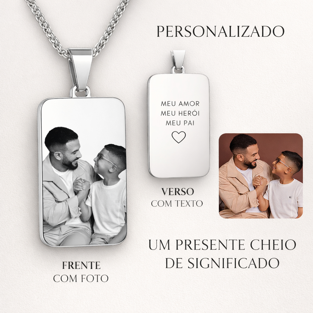 Colar medalha personalizada Foto gravação a lase