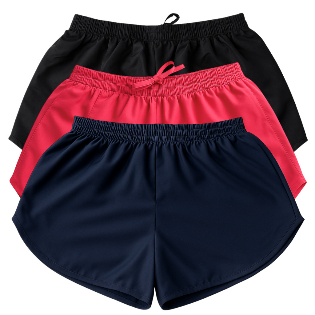 KIT 3 short  tactel feminino para praia corrida ca