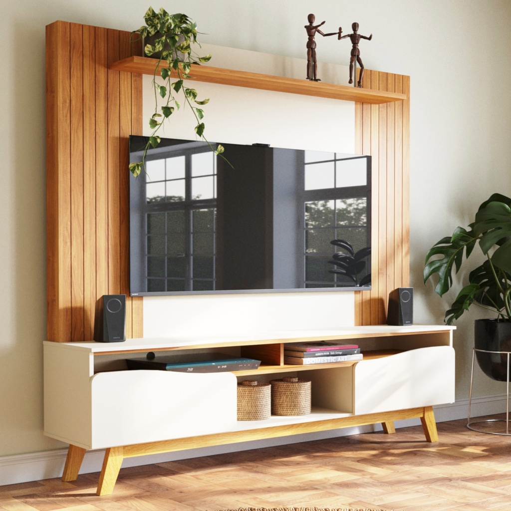 Estante Home De Tv 75 Lara Babus Moderno Com 2 Por