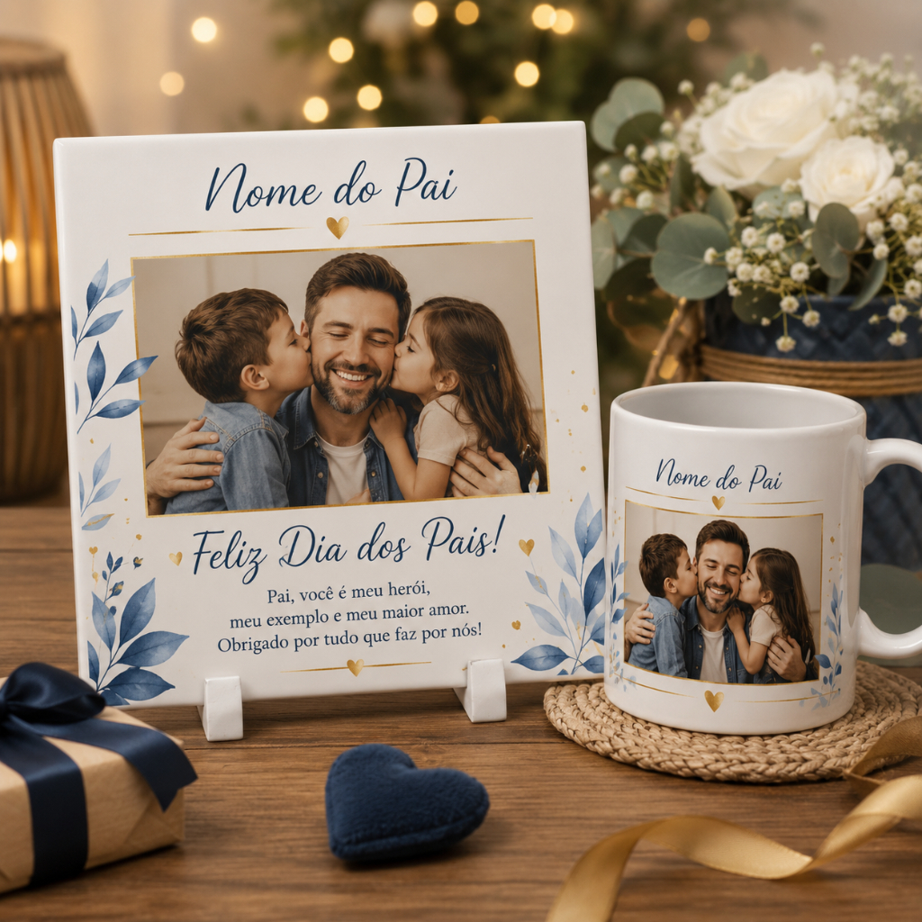 Kit Decorativo Azulejo Dia dos Pais Personalizado 