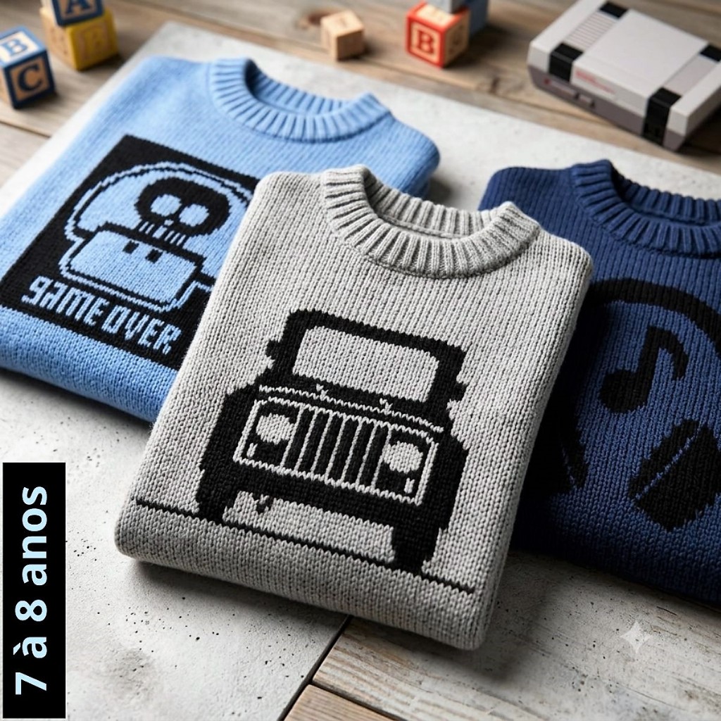 Kit 3 Blusas Lã Infantil Menino Sueter Tricô Pre
