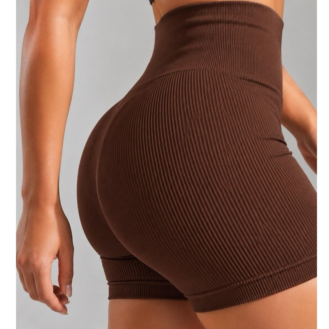 Short Fitness Canelado Feminino Sem Costura Zero T