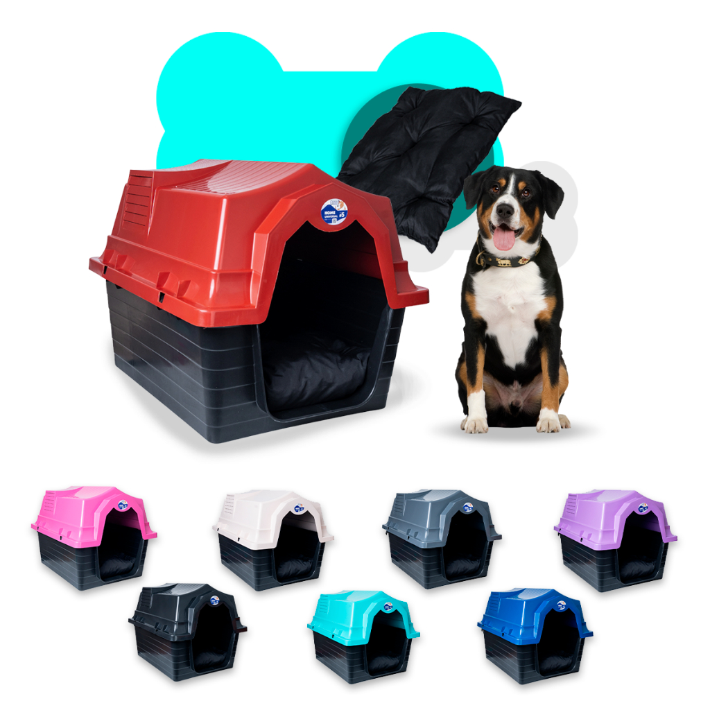 Casa Casinha Para Cachorro Pet N5 Com Colchonete &