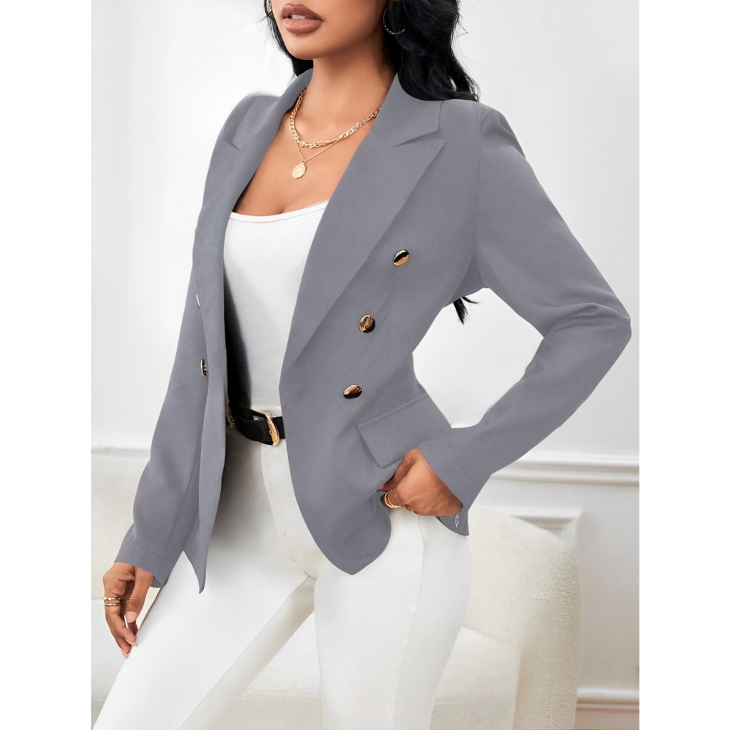 Blazer Feminino Alfaiataria Casaco Social Com Bot�