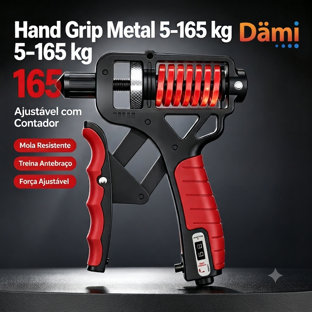 Hand Grip Metal 5-165 kg Ajustável com Contador, 