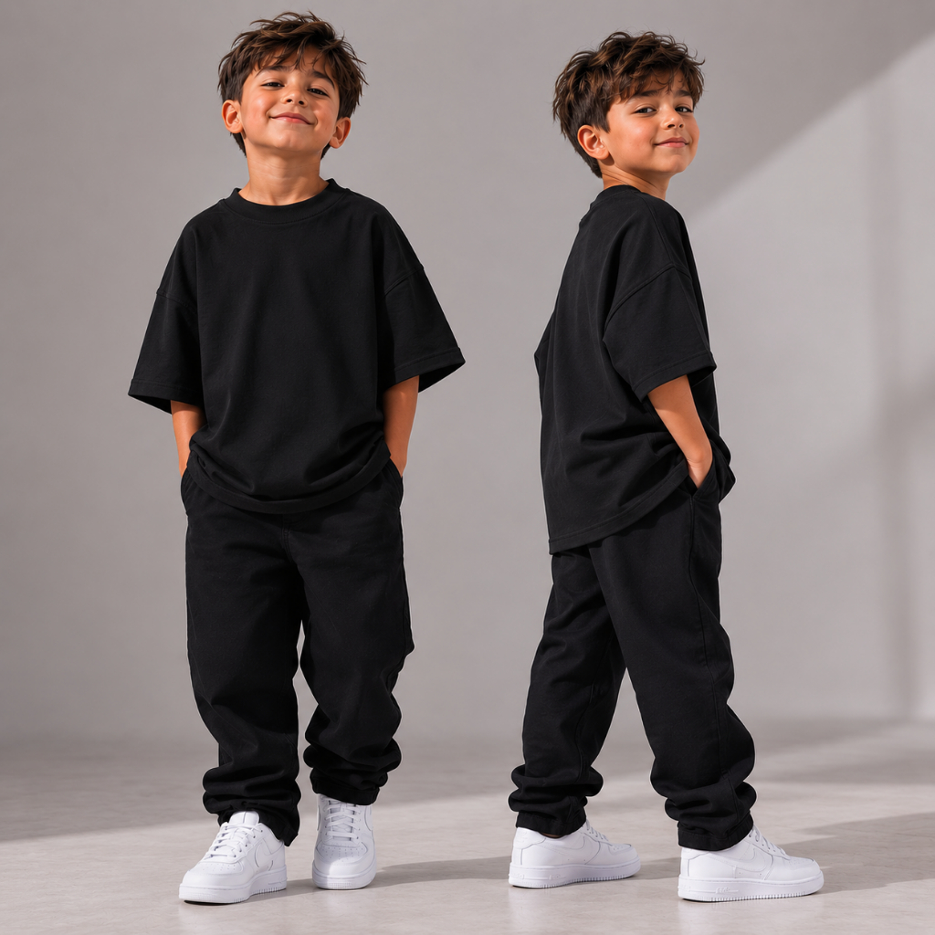 Kit 2 Camisetas Infantil Oversized 100% Malha Sued