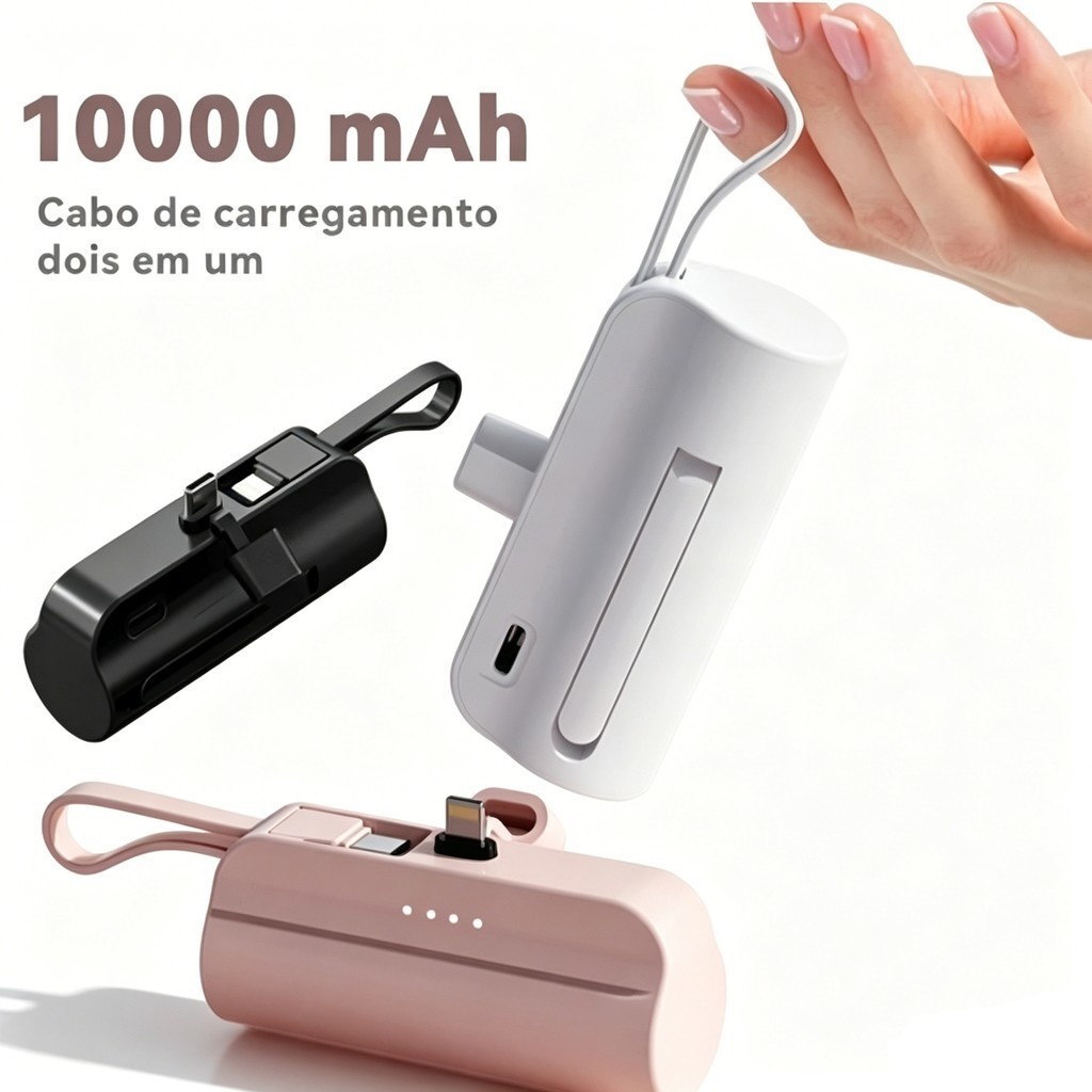 Mini Portátil Carregador Power Bank 10000mAh Com 