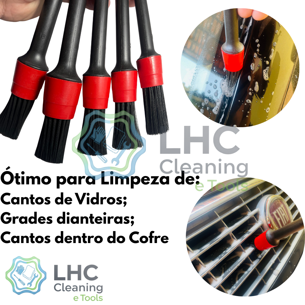 Kit 5 Pincél Limpeza Automotiva e Detalhamentro A