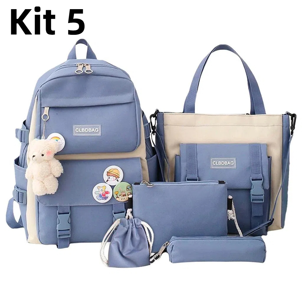 Kit 5 Bolsa Mochila Femina Musculina De Nylon adeq