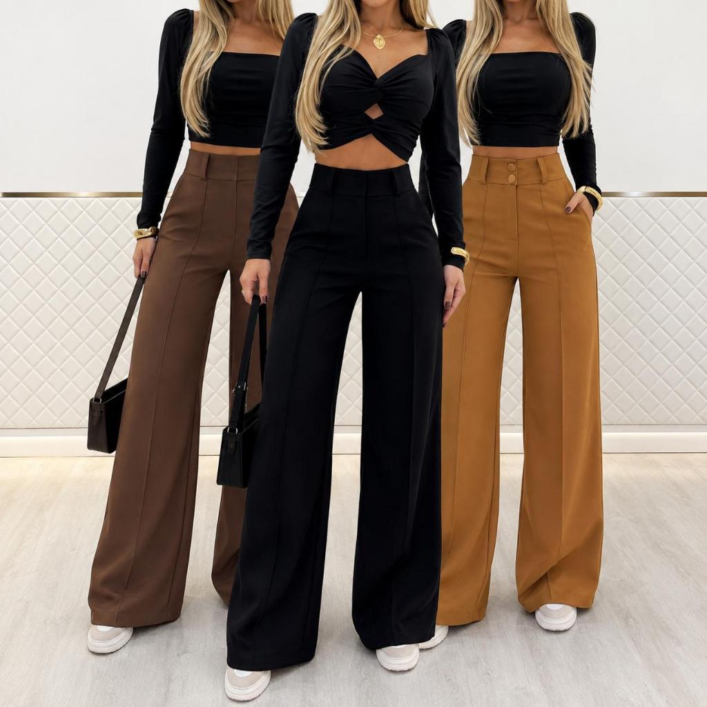 CALÇA PANTALONA  ALFAIATARIA FEMENINA 2 BOTONES L