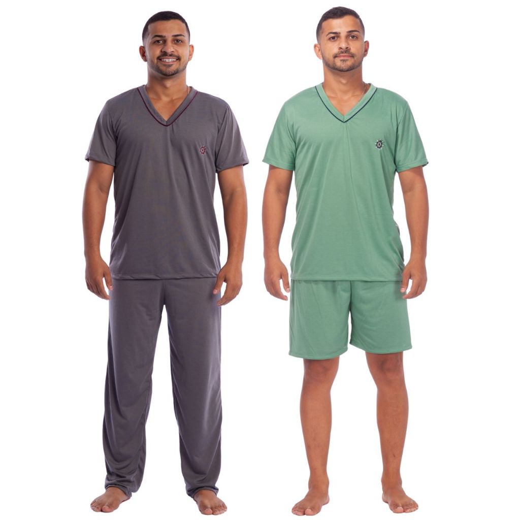 Kit 2 Pijamas Masculino Verão e Meia Estação Ma