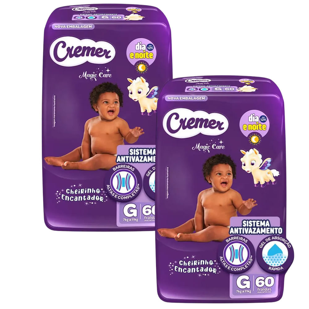Kit 2 Fraldas Descartáveis Cremer Magic Care Hipe