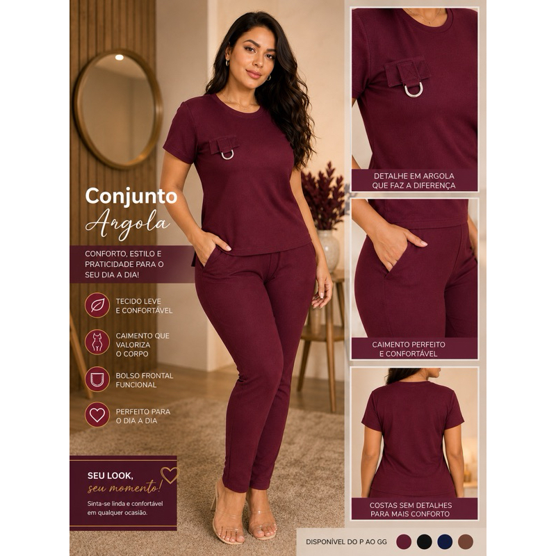 Conjunto Feminino Casual Sofisticado De Blusa Cal�