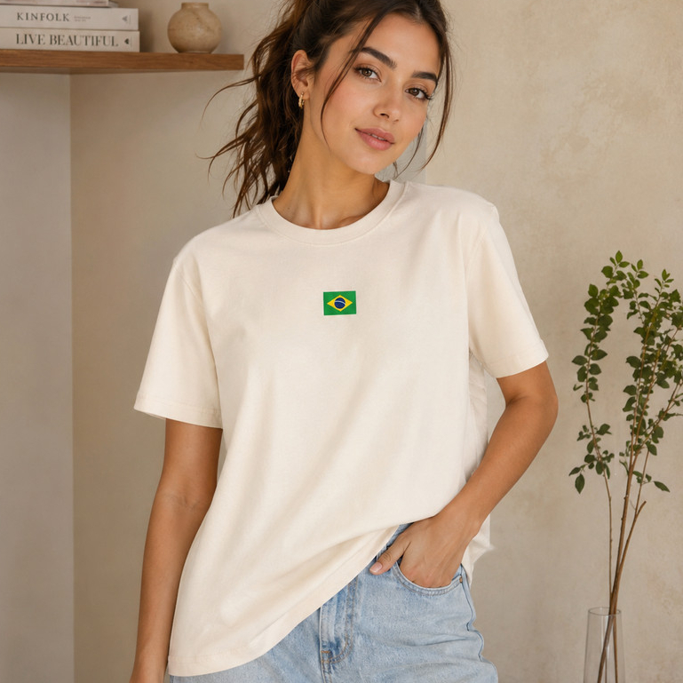 Camiseta Camisa Feminina Unissex Algodão Bandeira