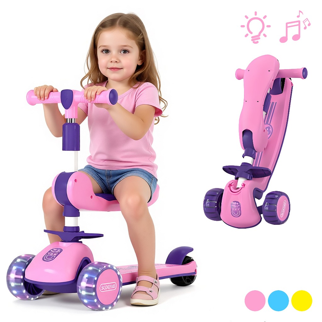 Patinete Infantil Dobrável com Luzes LED Brilhant