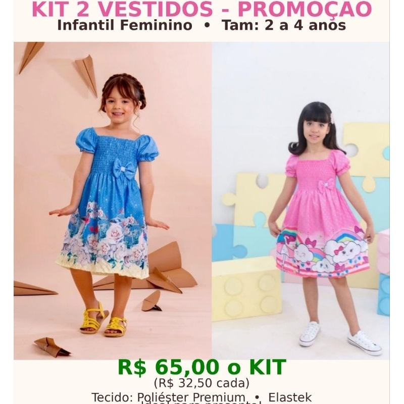 kit vestido infantil.microfriba digitalizada 2 un