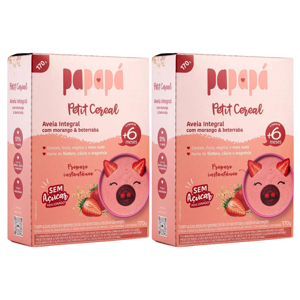 2x Cereal De Aveia Integral Morango E Beterraba Pa