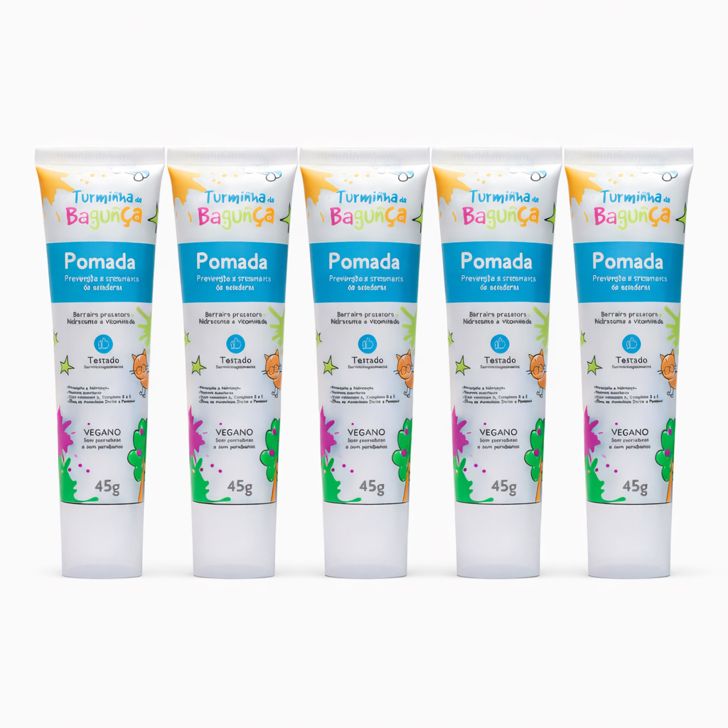 Kit com 05 Pomadas Veganas Prevenção de Assadura