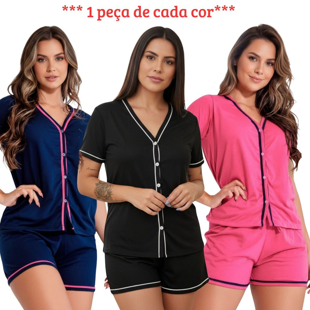 3 Pijamas Amamentação Americano baby doll Cirúr