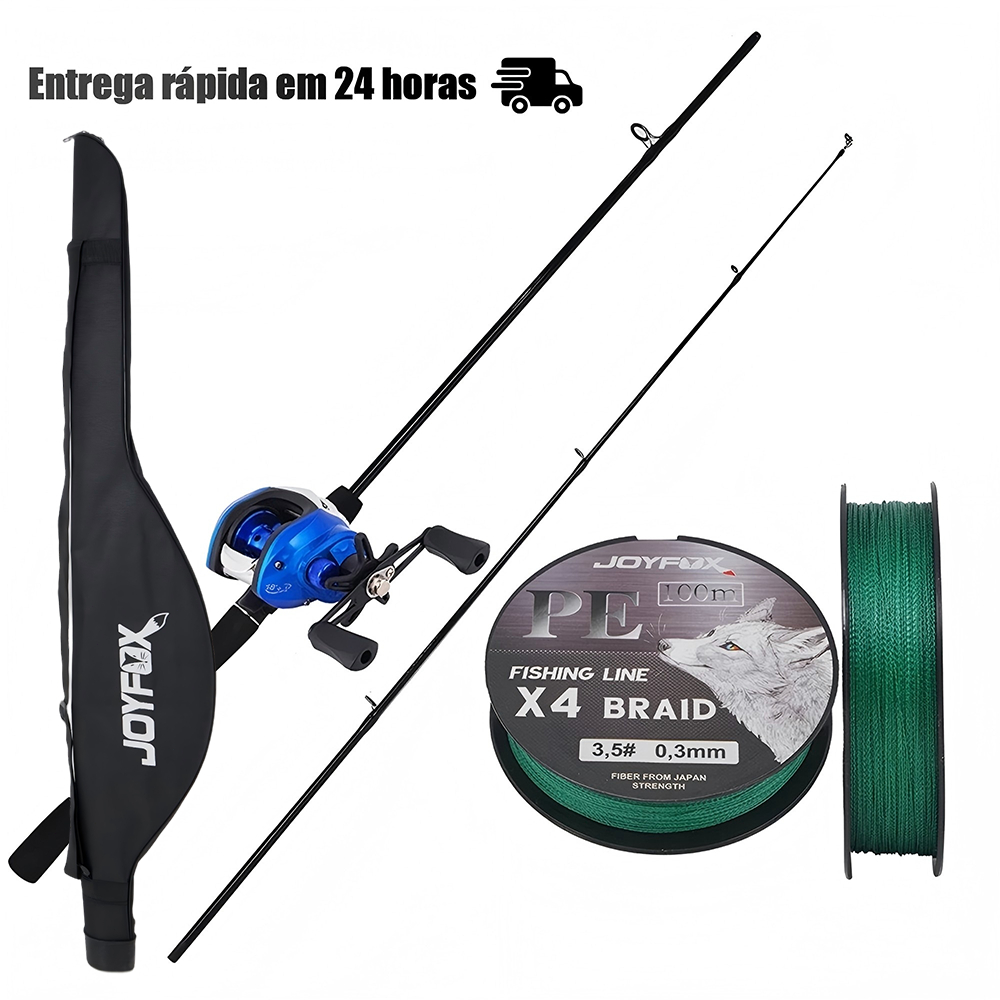 Kit Pesca Esportiva Completo: Vara 1,65m + Carreti