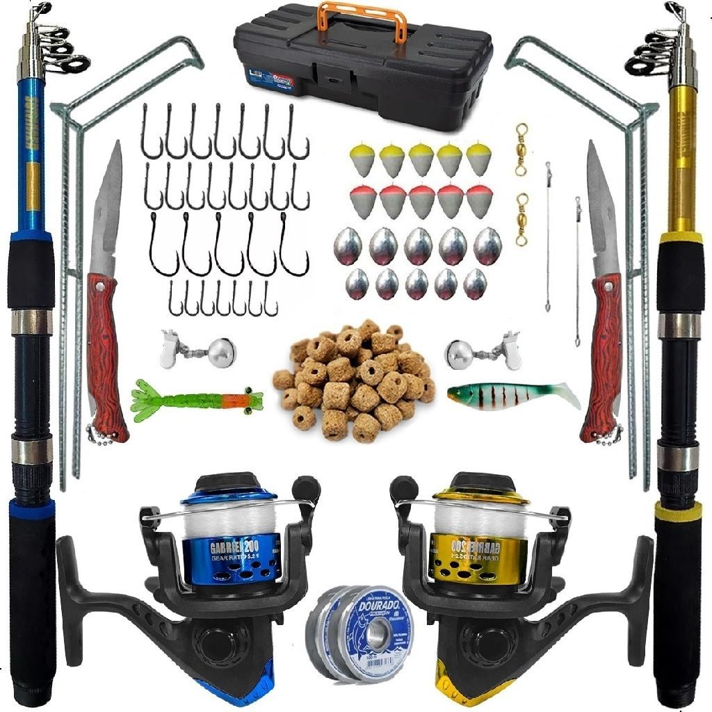 Kit De Pesca Completa 2 Varas Telescópica 2 Molin