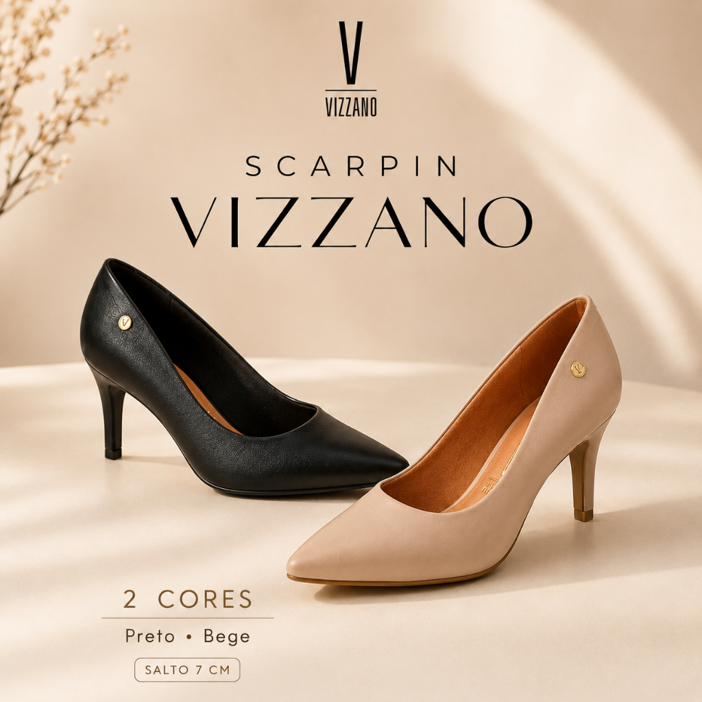 Sapato Scarpin Vizzano Salto Baixo 7 cm Com Nota F