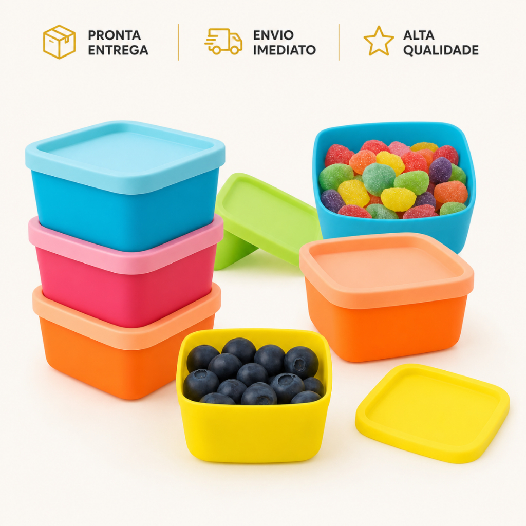 Kit 5 Mini Potes Quadrados 75ml com Tampa  Livre d