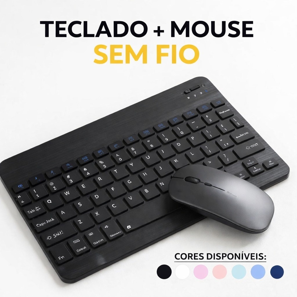 Kit Teclado e Mouse Sem Fio Bluetooth Ultrafino Po