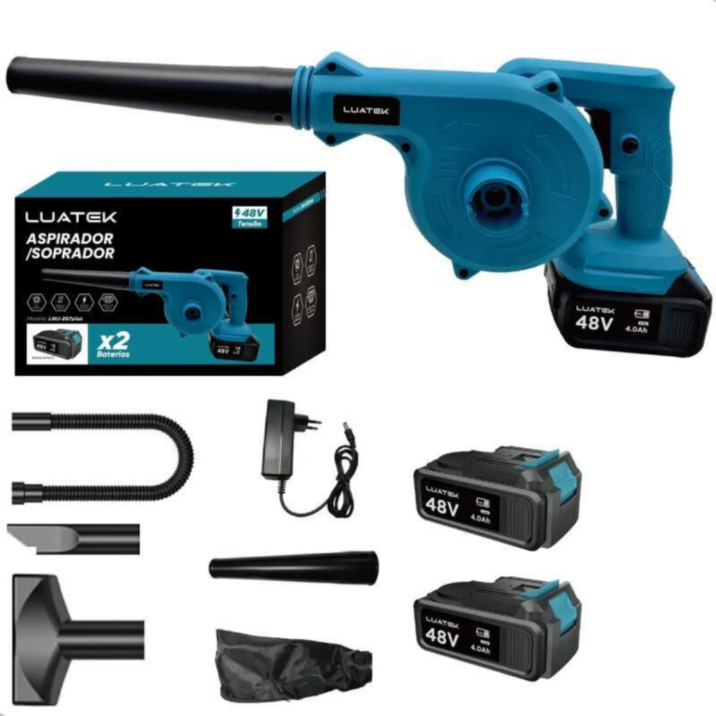 Soprador Aspirador Elétrico Luatek 48V 2 Baterias