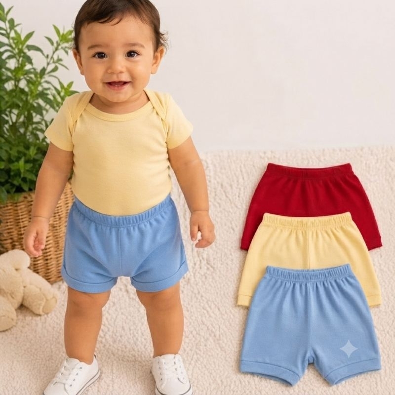Kit 3 Short/Tapa-fraldas 100% Algodão
