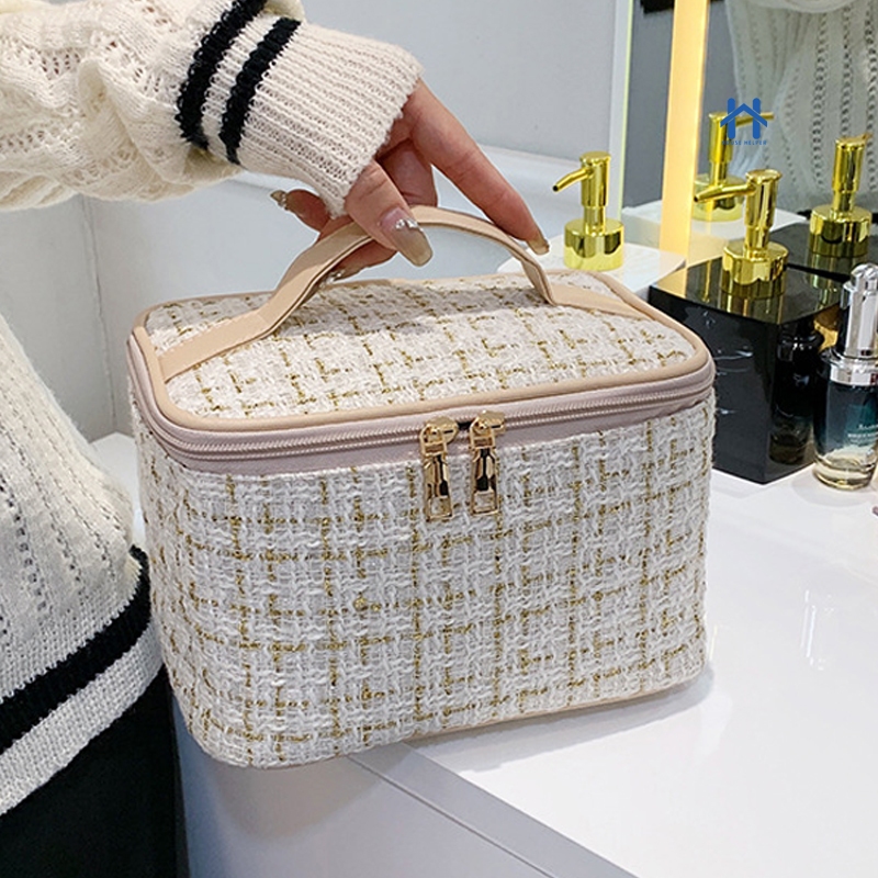 Bolsa Necessaire Tweed Feminina para Maquiagem com