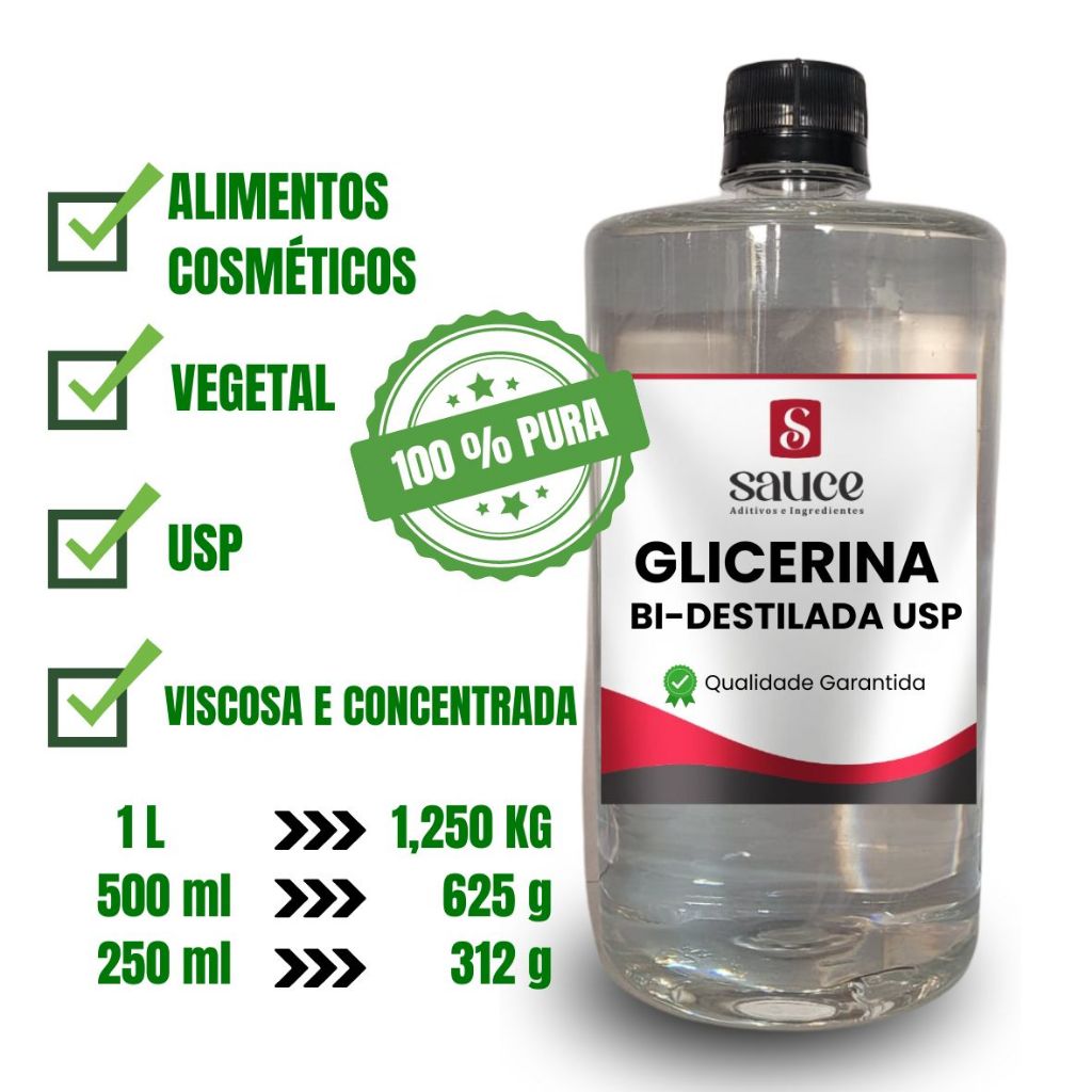 Glicerina Bi-destilada Vegetal 100% Pura