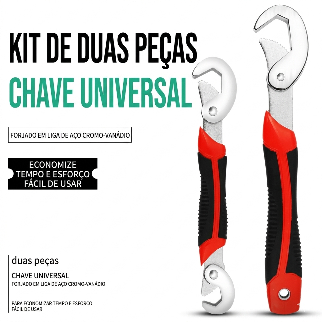 Chave Universal Ajustável 2 Peças Aço Inox 9 a 