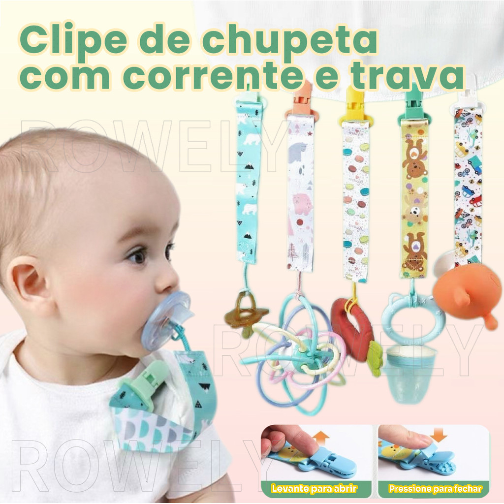 Prendedor de Chupeta para Bebês com Clipe Antider