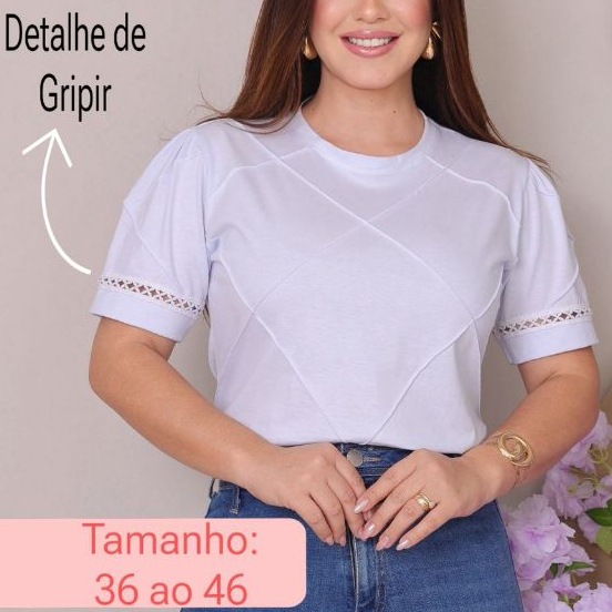 Blusa T-Shirt Feminina Algodão Premium Manga Prin