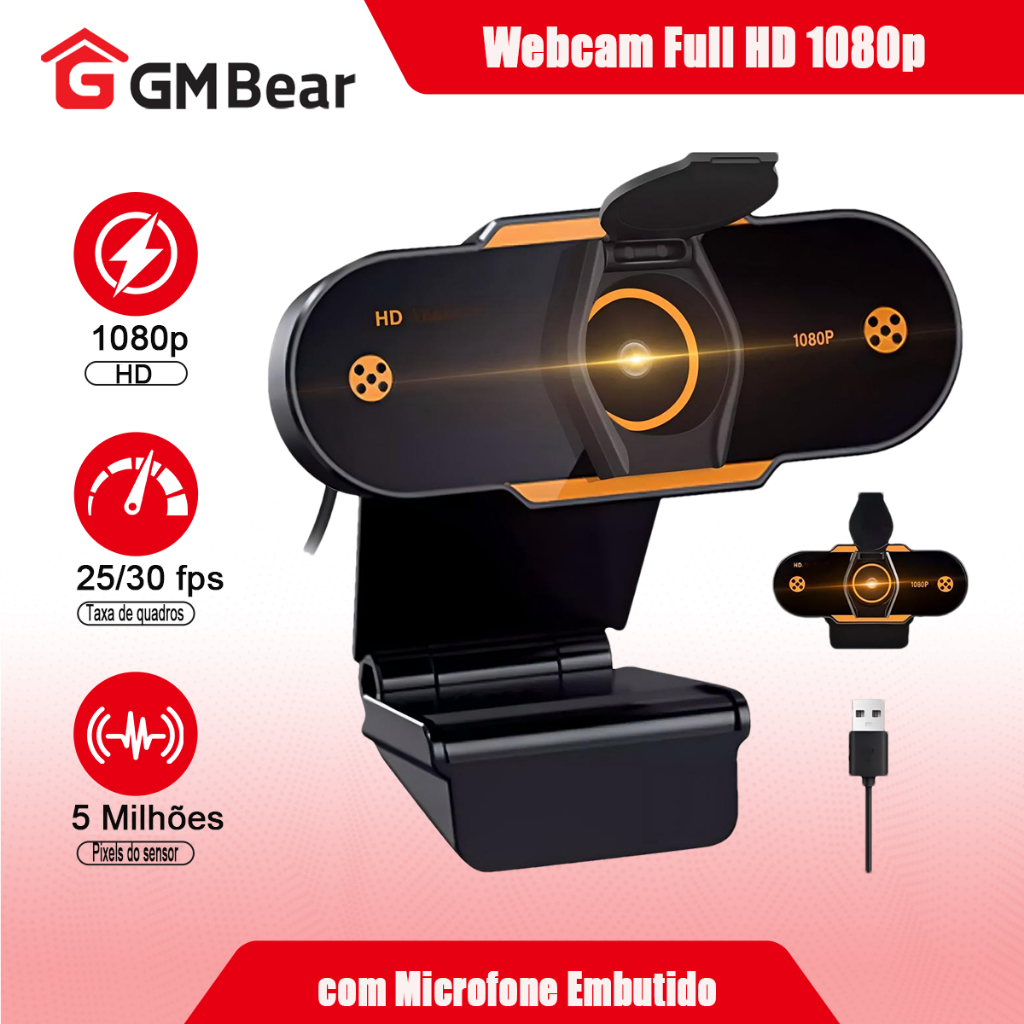 GM Bear Webcam Câmera Full Hd 1080p 360 Graus Vid