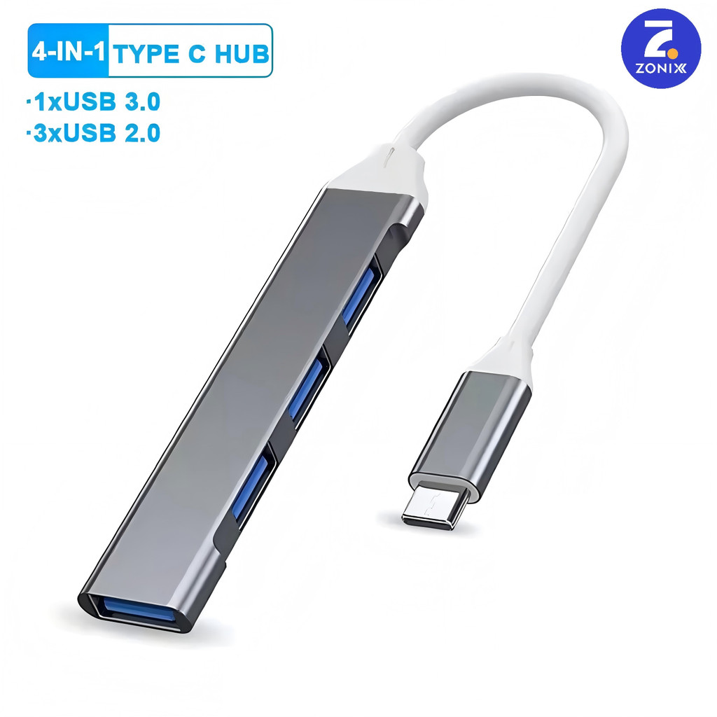 HUB 4 Em 1 USB USB3.0 OTG Tipo C Adaptador Para Te