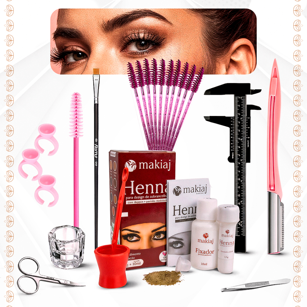 Kit Design para Sobrancelhas Henna Makiaj Hipoaler