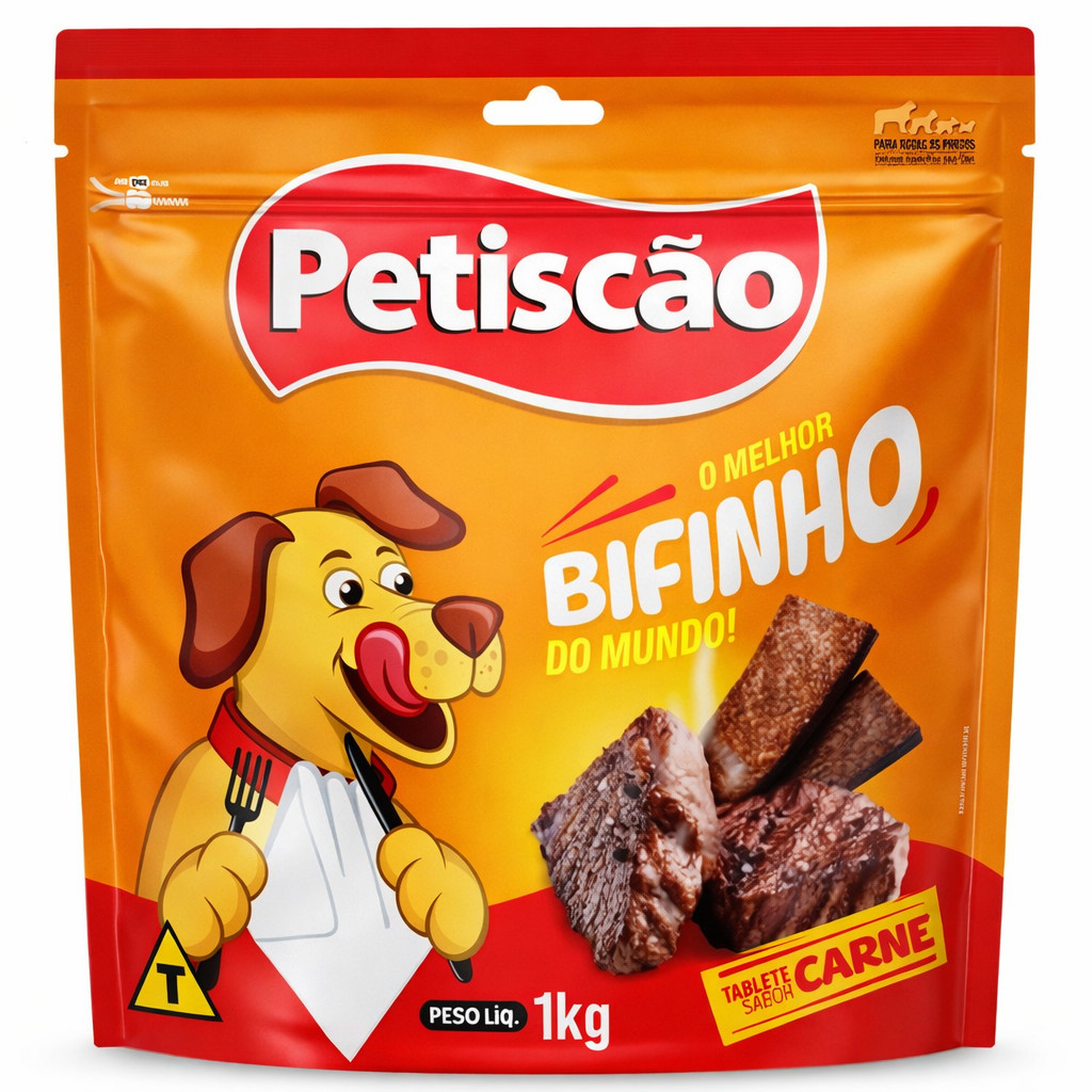Bifinho Mastigável Carne Petiscão Formato Tablet