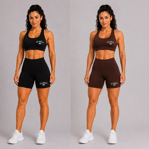 Kit 2 Conjunto Top E Short Academia Fitnes Los Ang