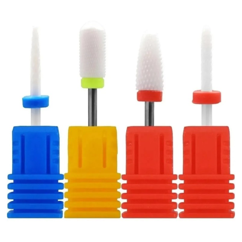 Kit 04 Brocas Cerâmica Acabamento Unha Nail Gel M