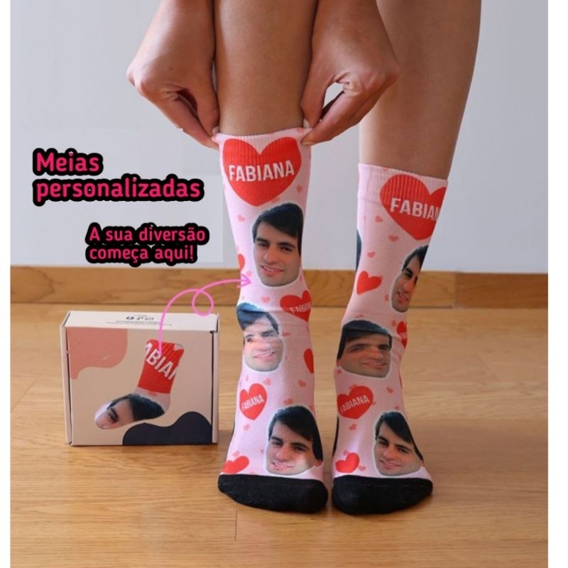Meia personalizada com Foto,Logo, ou a sua imagem 