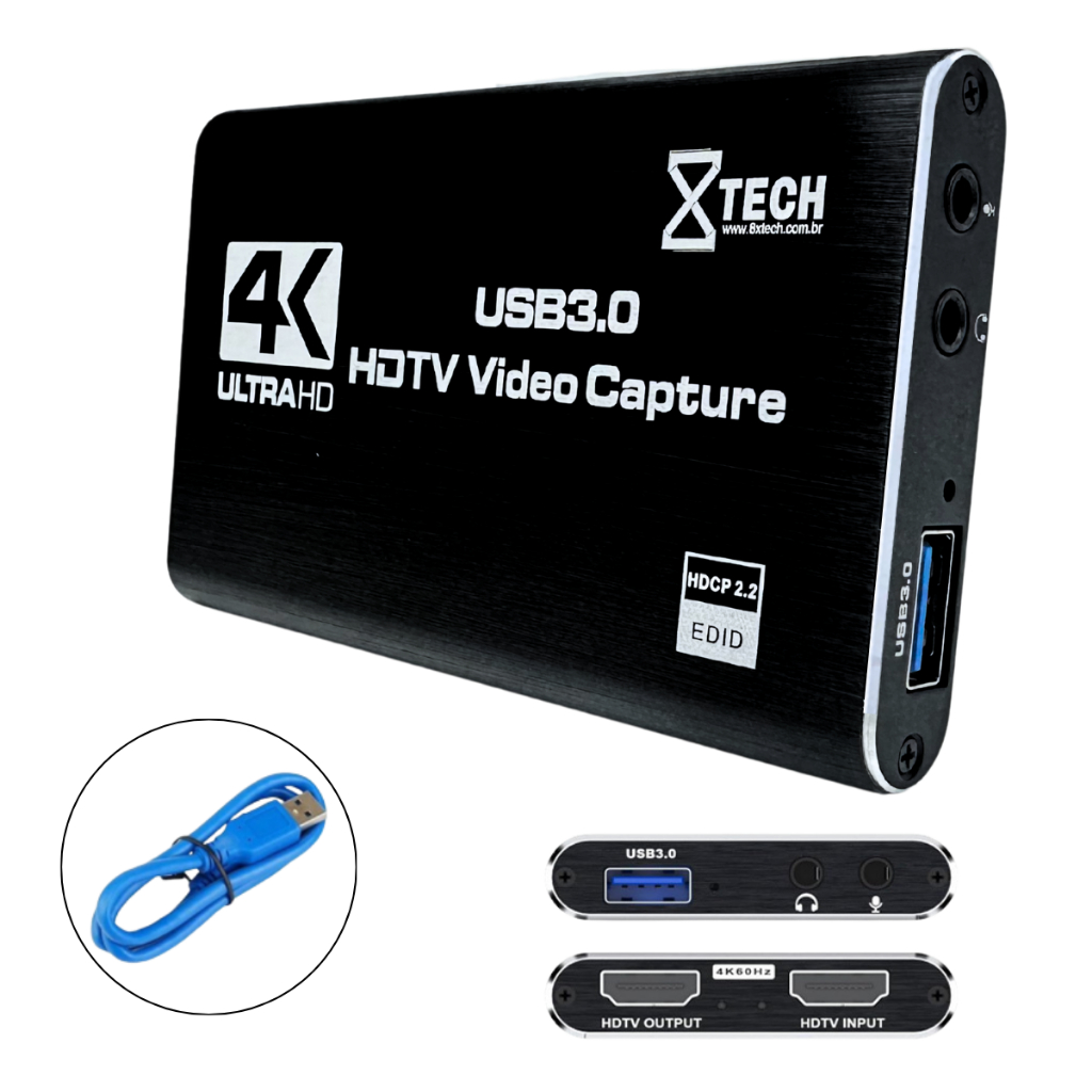 Placa Captura De Vídeo 4k 1080p 60fps Full Hd Usb