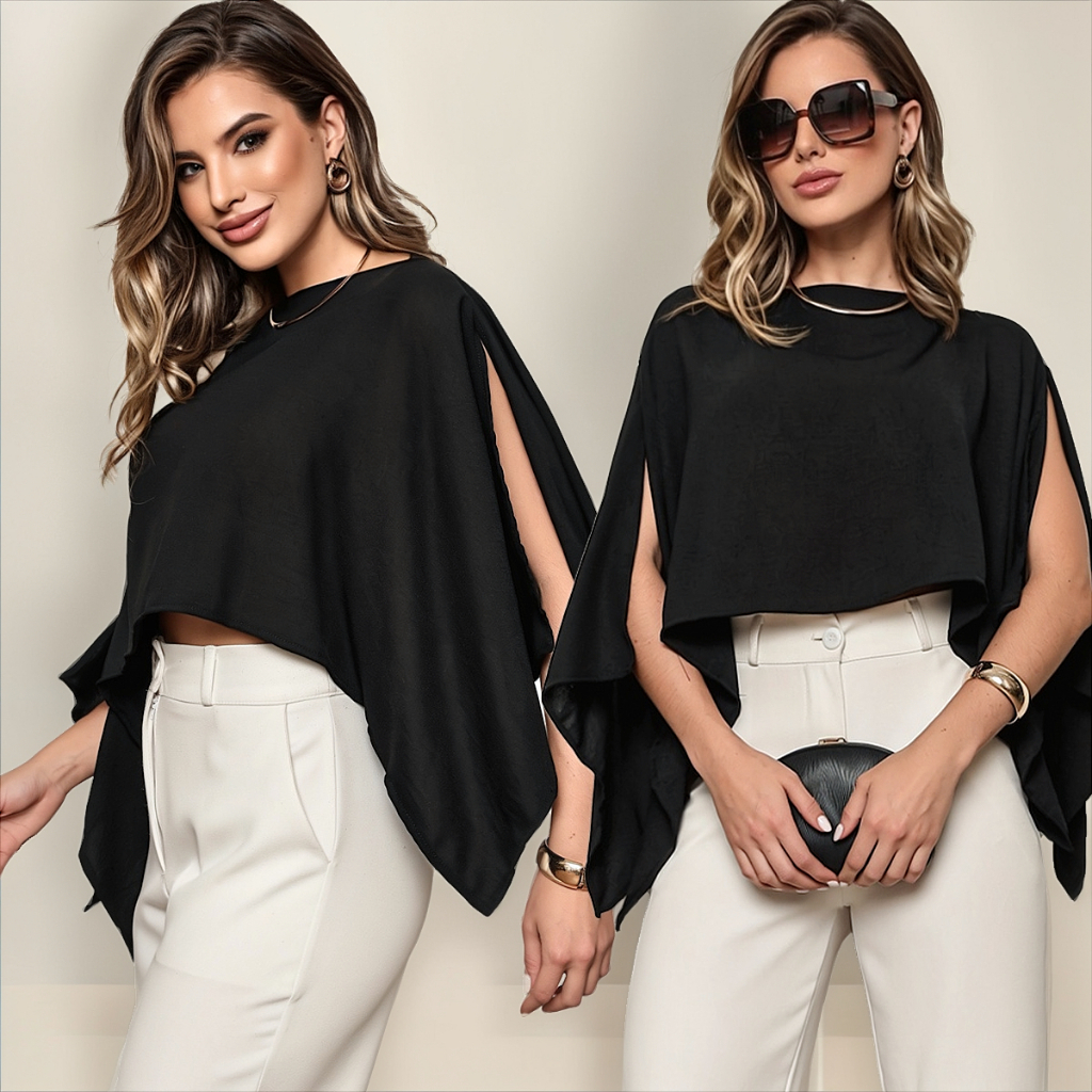 Blusa Cropped Bata Capa Multiformas Estilo Boho E 