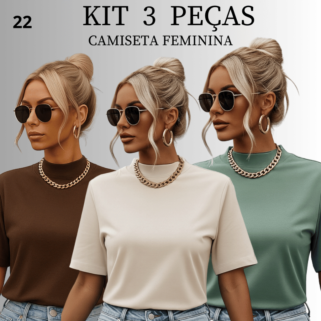 Kit 3 Blusas Feminina Blusinha T-shirt Oversized G