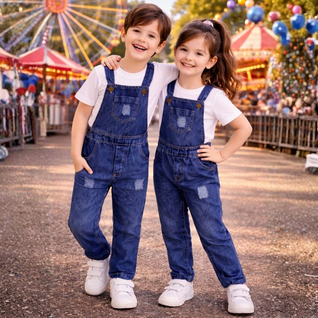 Macacão Jardineira Jeans Menino MENINA Calça Inf